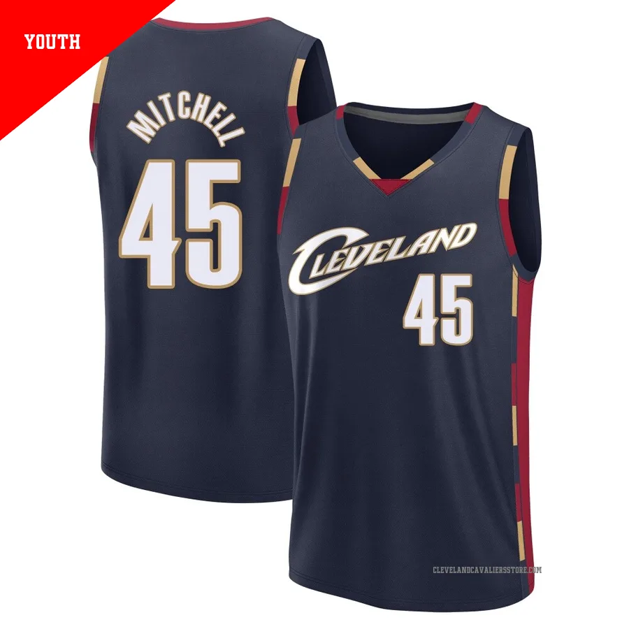 Donovan Mitchell ＃45 Cleveland Cavaliers Navy Youth Fast Break Classic Edition Jersey