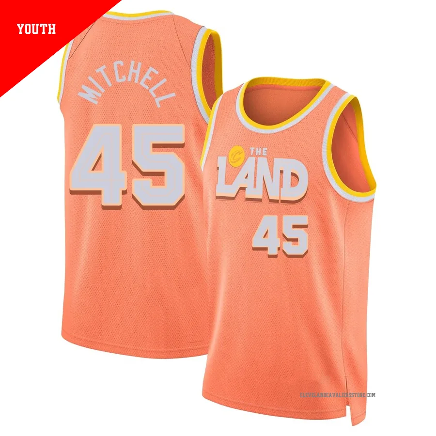 Donovan Mitchell ＃45 Cleveland Cavaliers Swingman 2025/26 Youth Orange City Edition Jersey
