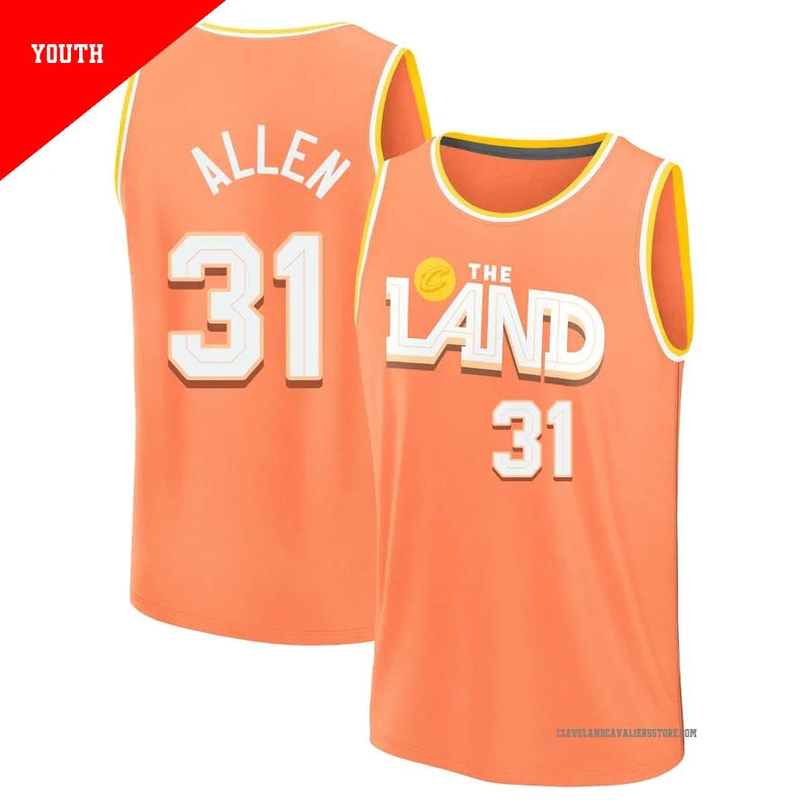 Jarrett Allen ＃31 Cleveland Cavaliers 2025/26 Youth Fast Break Orange City Edition Jersey