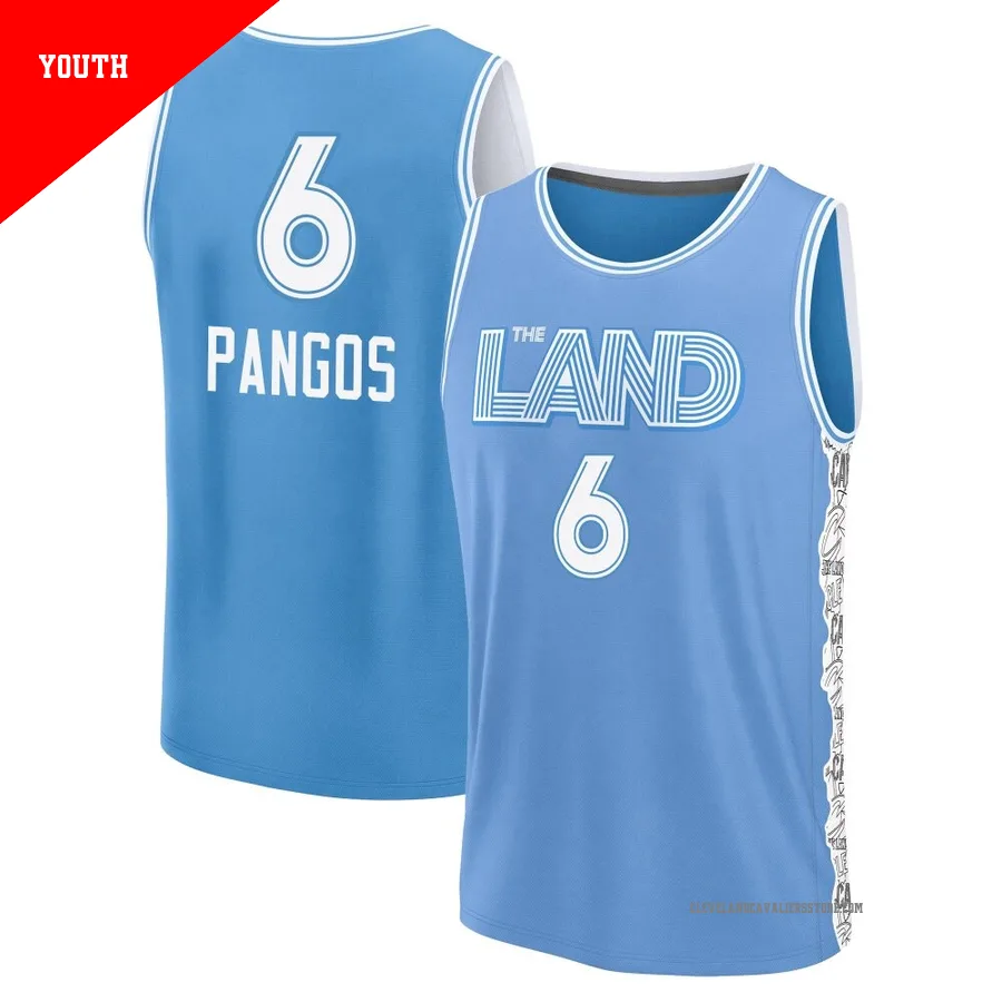 Kevin Pangos ＃6 Cleveland Cavaliers 2024/25 Youth Light Blue Fast Break City Edition Jersey