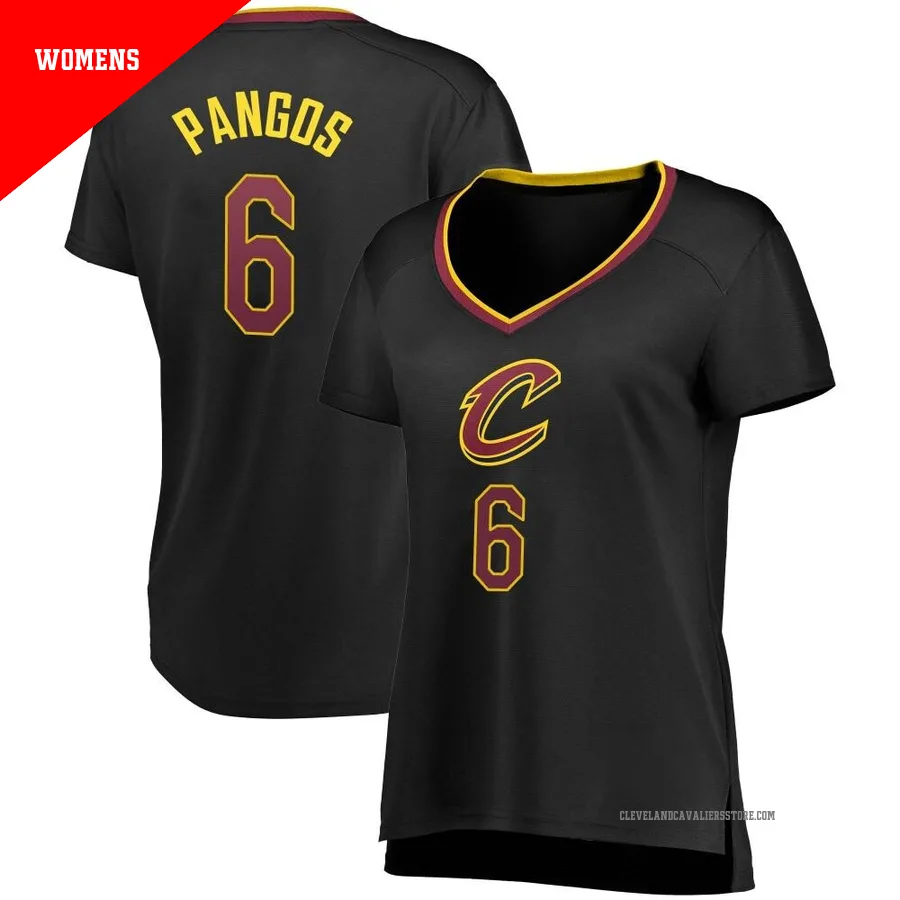 Kevin Pangos ＃6 Cleveland Cavaliers Black Women's Fast Break Jersey - Statement Edition