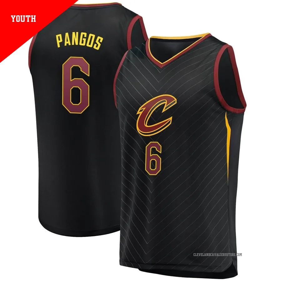 Kevin Pangos ＃6 Cleveland Cavaliers Black Youth Fast Break Jersey - Statement Edition