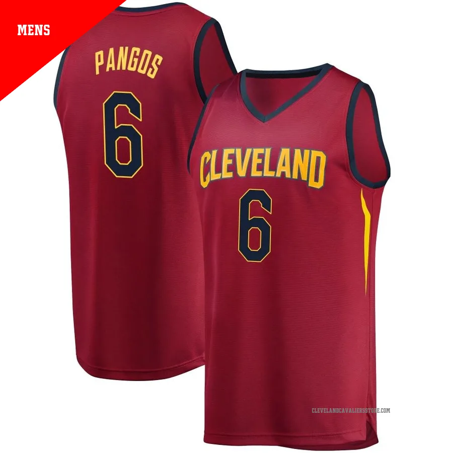 Kevin Pangos ＃6 Cleveland Cavaliers Men's Wine Fast Break Jersey - Iconic Edition