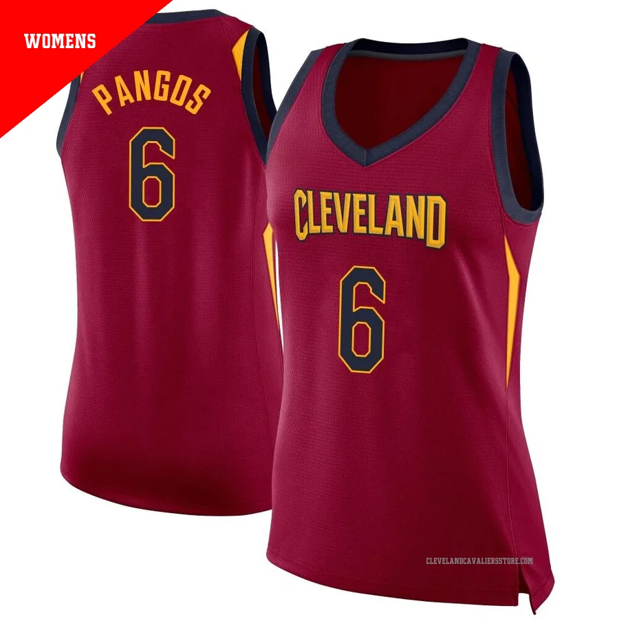 Kevin Pangos ＃6 Cleveland Cavaliers Swingman Women's Maroon Jersey - Icon Edition