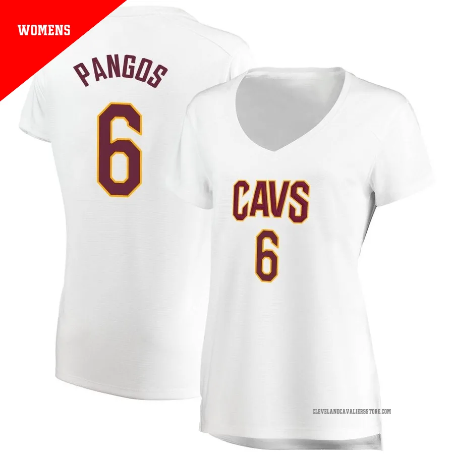 Kevin Pangos ＃6 Cleveland Cavaliers White Women's Fast Break Jersey - Association Edition