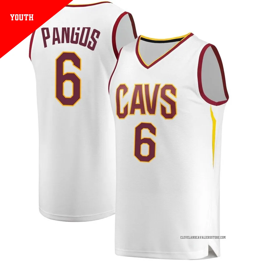 Kevin Pangos ＃6 Cleveland Cavaliers White Youth Fast Break Jersey - Association Edition