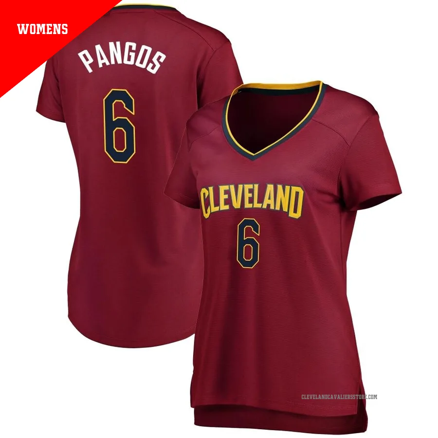 Kevin Pangos ＃6 Cleveland Cavaliers Women's Fast Break Wine Jersey - Icon Edition