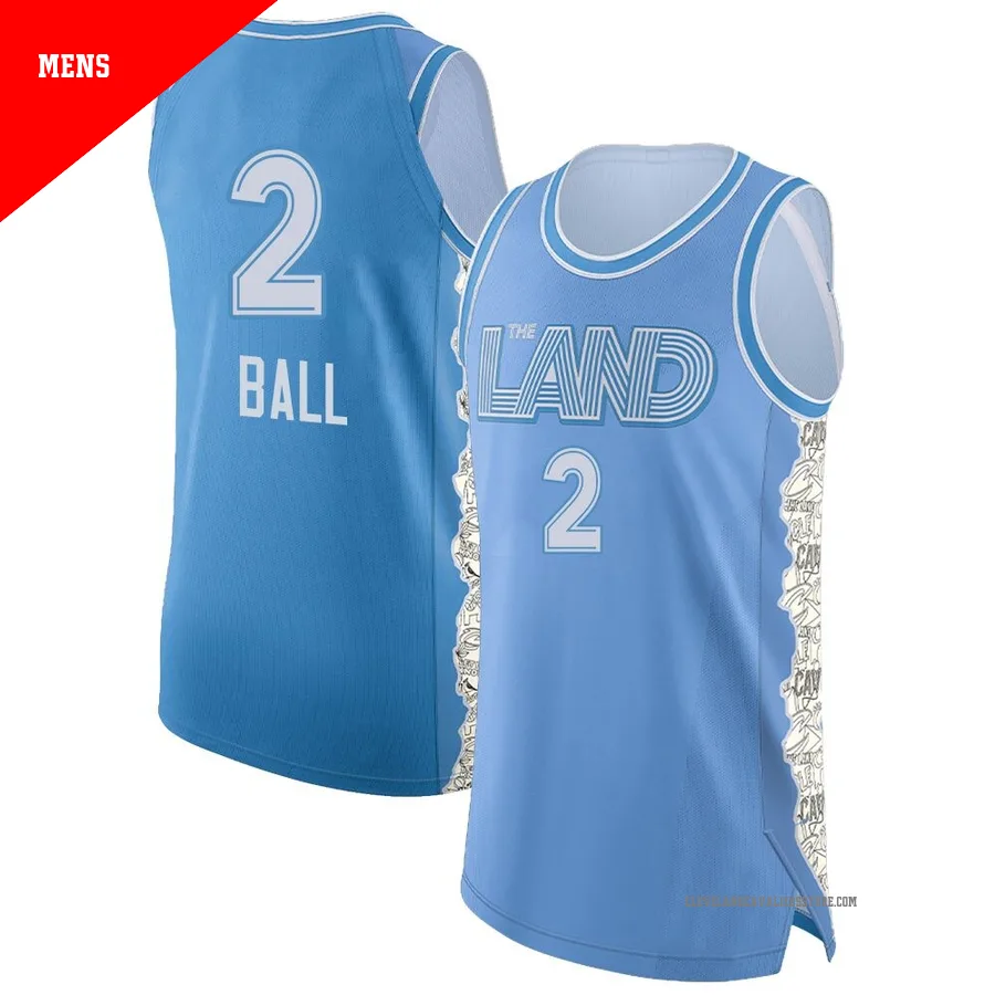 Lonzo Ball ＃2 Cleveland Cavaliers Authentic 2024/25 Men's Light Blue City Edition Jersey
