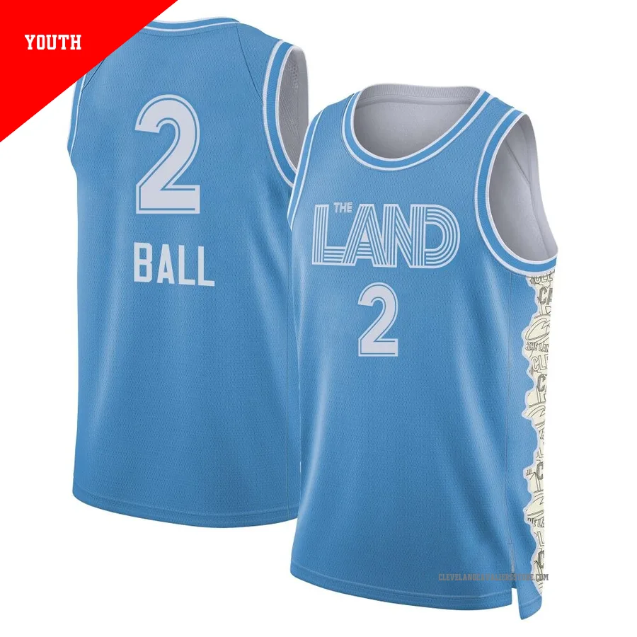 Lonzo Ball ＃2 Cleveland Cavaliers Swingman 2024/25 Youth Light Blue City Edition Jersey
