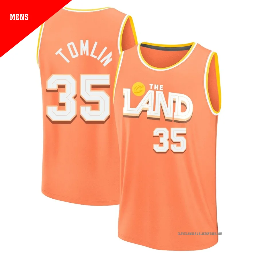 Nae'Qwan Tomlin ＃35 Cleveland Cavaliers 2025/26 Men's Fast Break Orange City Edition Jersey