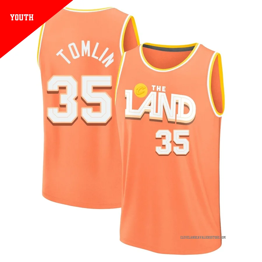 Nae'Qwan Tomlin ＃35 Cleveland Cavaliers 2025/26 Youth Fast Break Orange City Edition Jersey