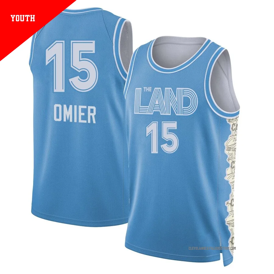 Norchad Omier ＃15 Cleveland Cavaliers Swingman 2024/25 Youth Light Blue City Edition Jersey