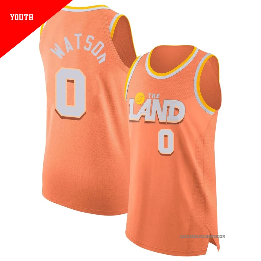 Peyton Watson ＃0 Cleveland Cavaliers Authentic 2025/26 Youth Orange City Edition Jersey