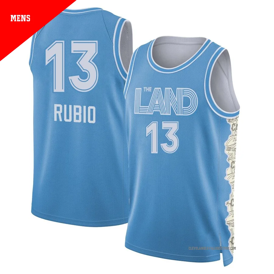 Ricky Rubio ＃13 Cleveland Cavaliers Swingman 2024/25 Men's Light Blue City Edition Jersey