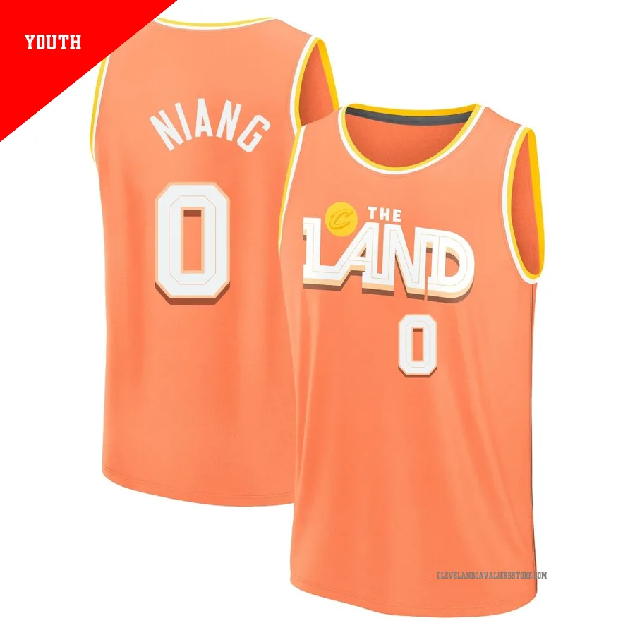 Saliou Niang ＃0 Cleveland Cavaliers 2025/26 Youth Fast Break Orange City Edition Jersey