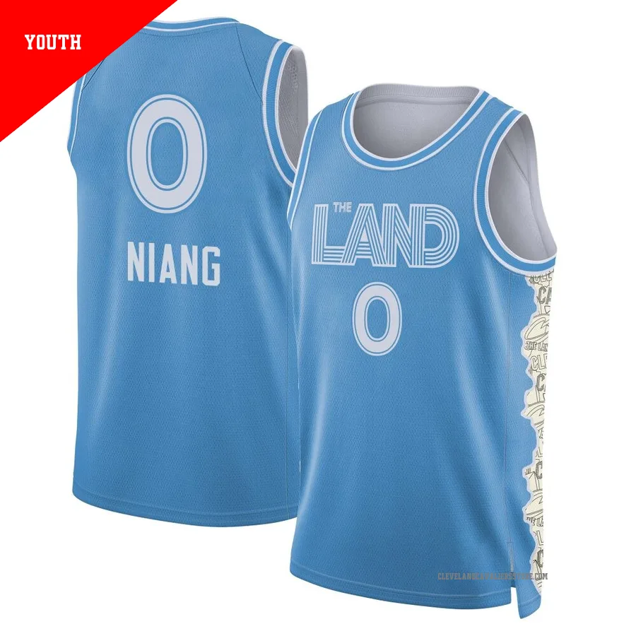 Saliou Niang ＃0 Cleveland Cavaliers Swingman 2024/25 Youth Light Blue City Edition Jersey