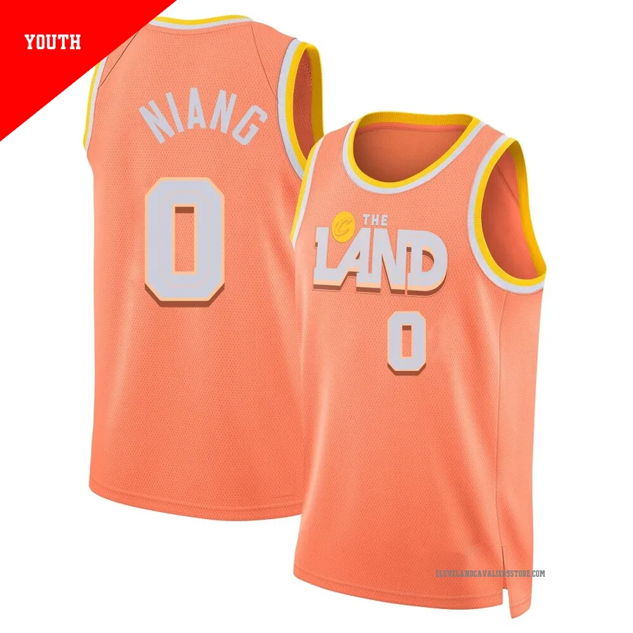 Saliou Niang ＃0 Cleveland Cavaliers Swingman 2025/26 Youth Orange City Edition Jersey