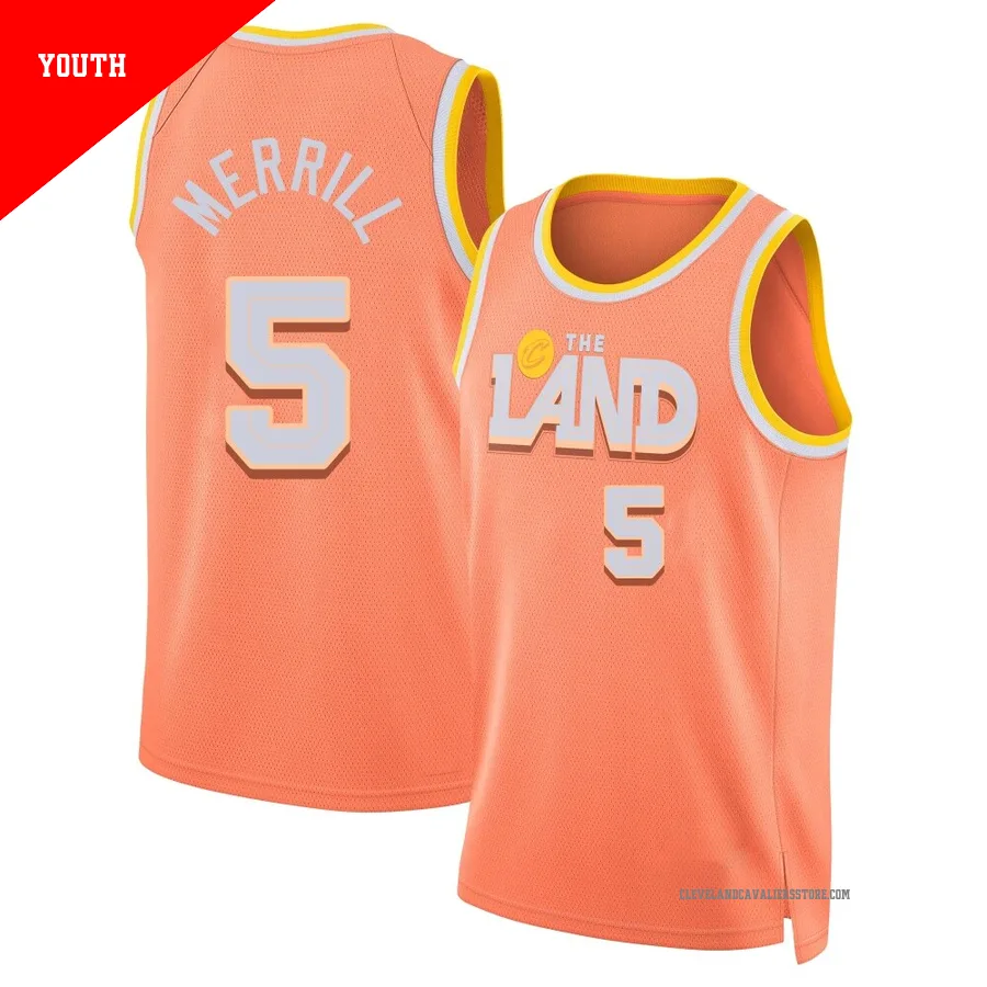 Sam Merrill ＃5 Cleveland Cavaliers Swingman 2025/26 Youth Orange City Edition Jersey