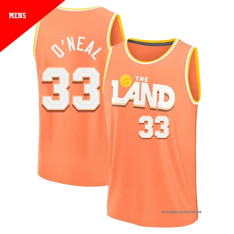 Shaquille O'Neal ＃33 Cleveland Cavaliers 2025/26 Men's Fast Break Orange City Edition Jersey