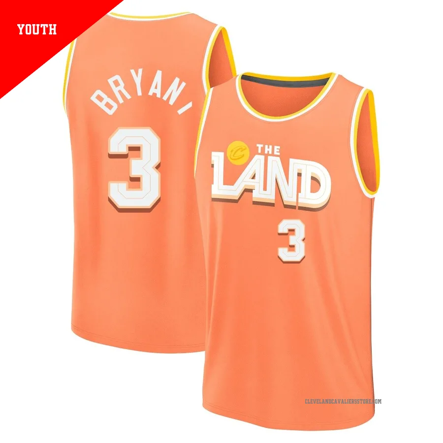 Thomas Bryant ＃3 Cleveland Cavaliers 2025/26 Youth Fast Break Orange City Edition Jersey