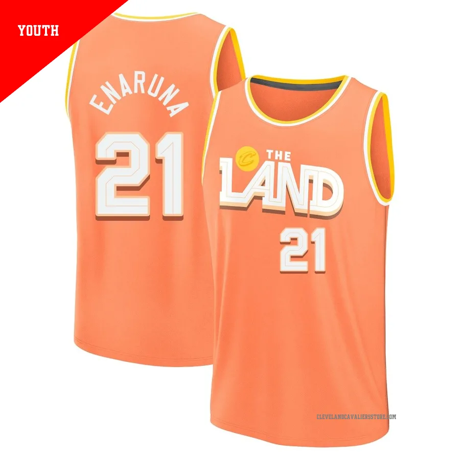 Tristan Enaruna ＃21 Cleveland Cavaliers 2025/26 Youth Fast Break Orange City Edition Jersey