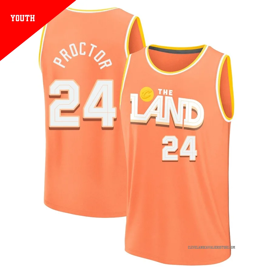 Tyrese Proctor ＃24 Cleveland Cavaliers 2025/26 Youth Fast Break Orange City Edition Jersey