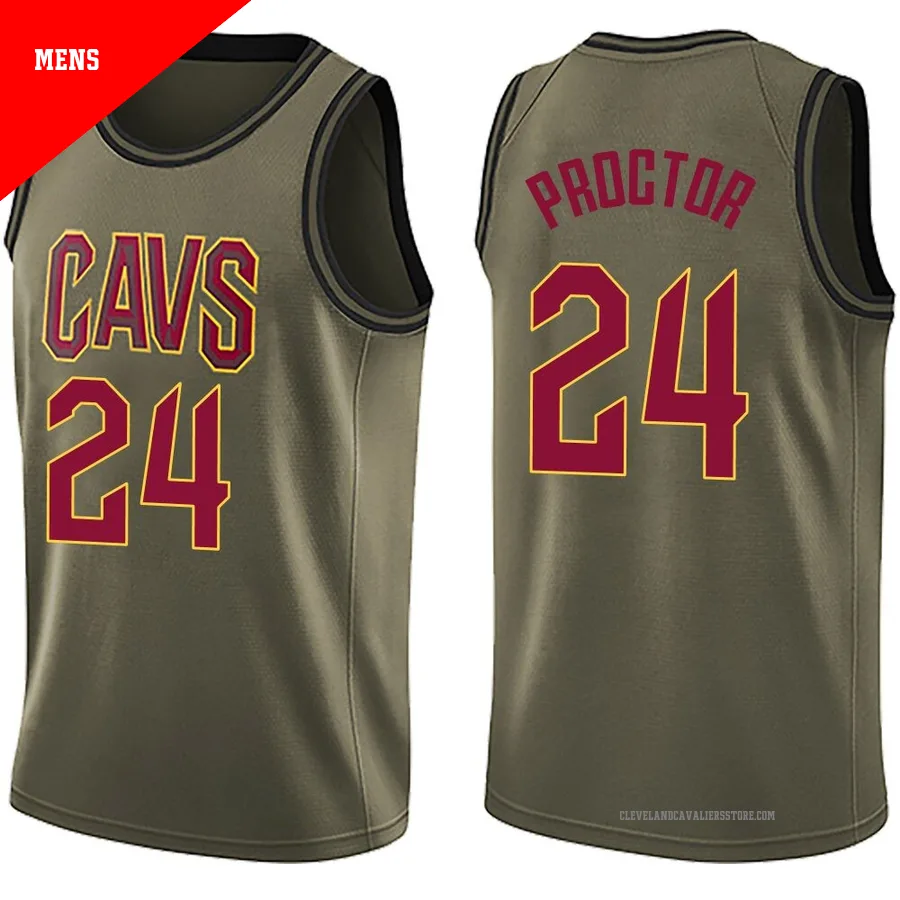 Tyrese Proctor ＃24 Cleveland Cavaliers Swingman Green Men's Salute to Service Jersey